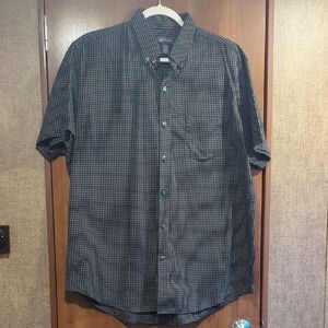 Van Heusen Men's Dark Checkered Button Down Shirt